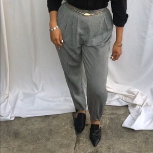 80’s Vintage stirrup stretch pants / pleated /